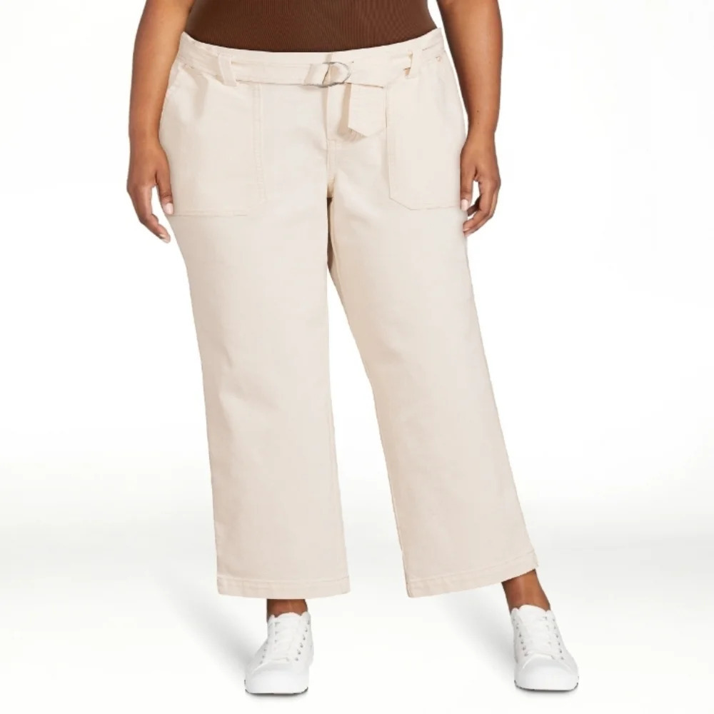 NWT Time & Tru Paperbag Waist Belted Jeans 16